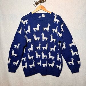 Art Center Shop Lima Peru 100% Cotton hand made sweater large llama